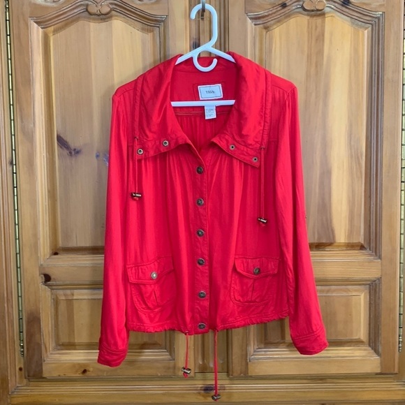Tria Jackets & Blazers - Cinch Waist Red Jacket